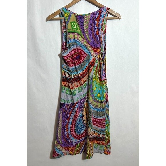 Jams World Just for Fun Dress M Paisley Quartz Colorful Watercolor Beachy Rayon - Picture 3 of 8